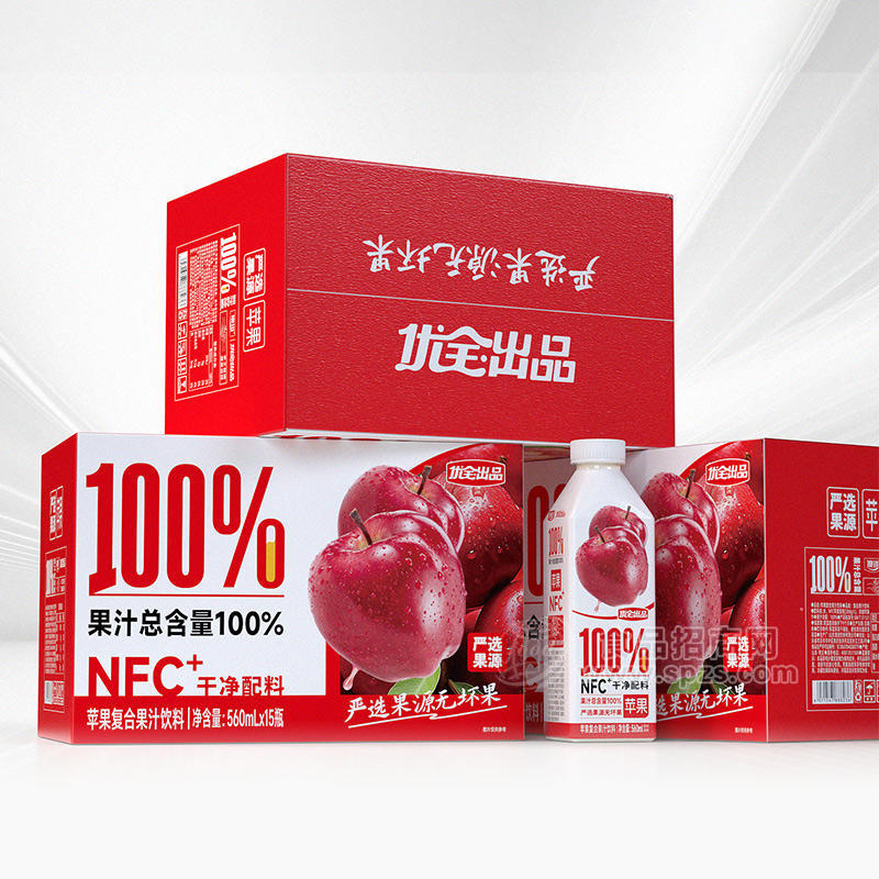 優(yōu)全出品NFC100%蘋果復(fù)合果汁飲料560mlx15瓶