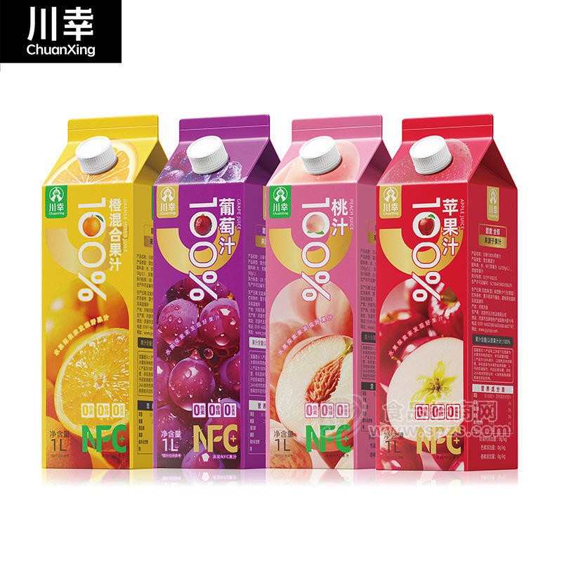 川幸橙汁葡萄汁桃汁蘋果汁100%NFC果汁飲料飲品1L