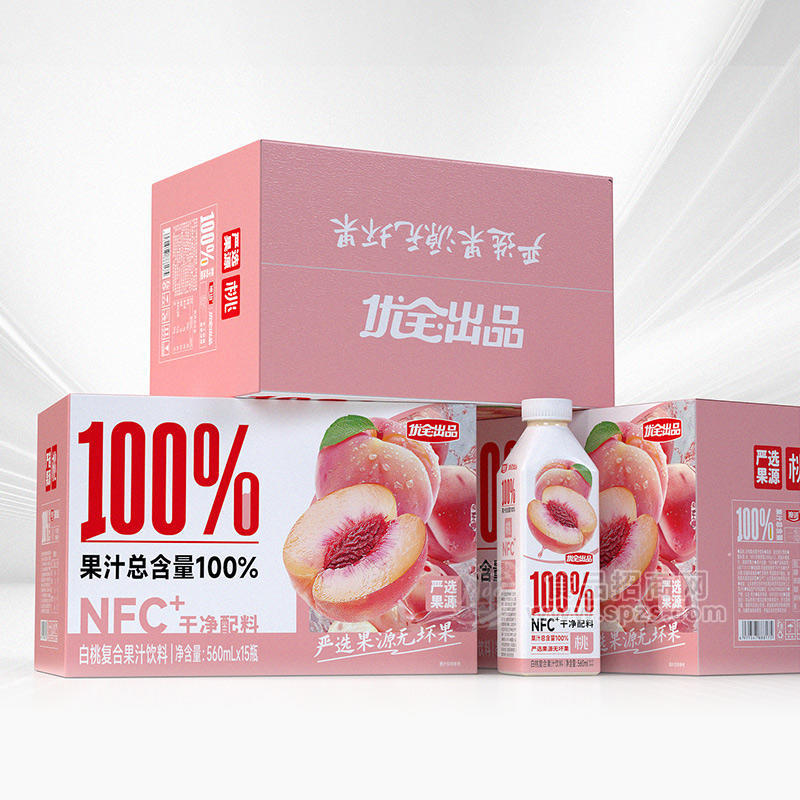 优全出品NFC100%白桃复合果汁饮料560mlx15瓶招商