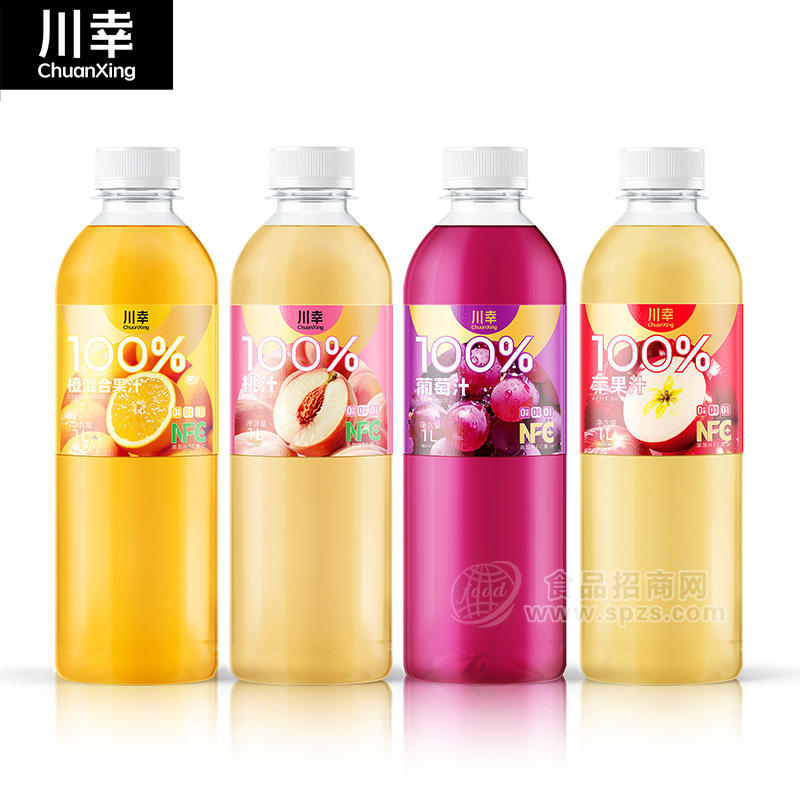 川幸橙汁桃汁葡萄汁蘋(píng)果汁100%NFC果汁飲料飲品1L