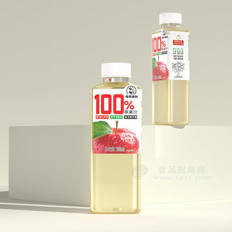情有獨鐘100%蘋果汁無菌冷罐飲料果汁飲品招商500ml