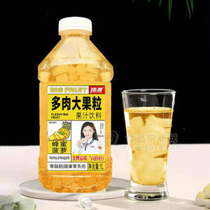 拙源蜂蜜菠萝多肉大果粒果汁饮料1L
