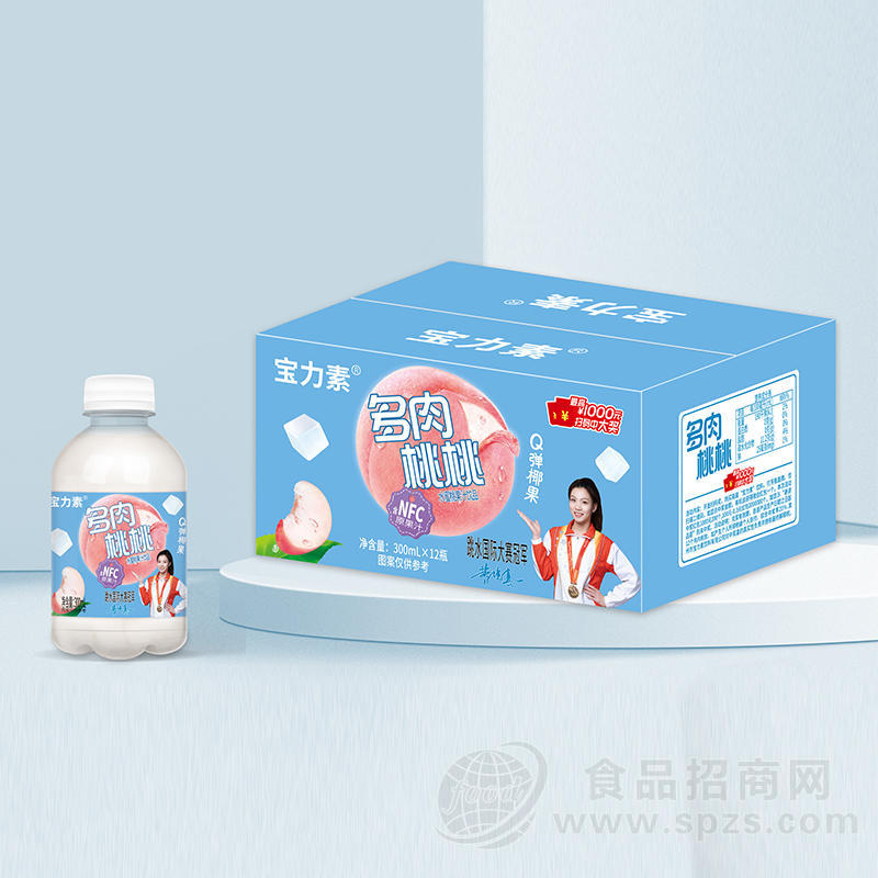宝力素多肉桃桃水蜜桃果汁饮料300mlx12瓶