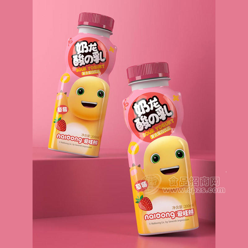 爱旺熊奶龙酸乳草莓复合蛋白饮品饮料厂家招商200ml