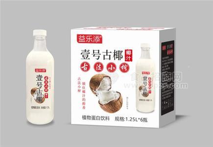 益樂添壹號(hào)古椰古法小榨椰汁植物蛋白飲料1.25LX6瓶