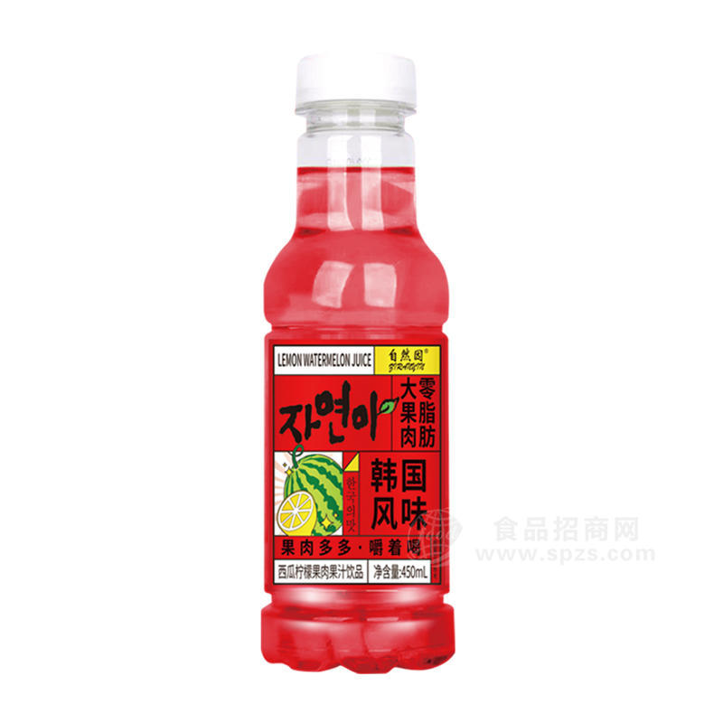 自热因西瓜柠檬果肉果汁嚼着喝饮品饮料厂家招商450ml