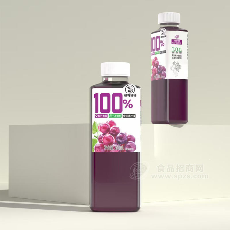 情有独钟100%葡萄汁无菌冷罐饮料果汁饮品招商500ml