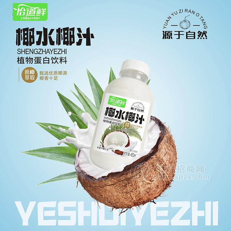 怡道鲜椰水椰汁植物蛋白饮料饮品厂家招商450ml