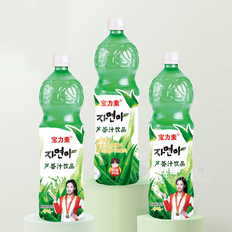 宝力素韩国风味芦荟汁饮品果汁饮料1.5L