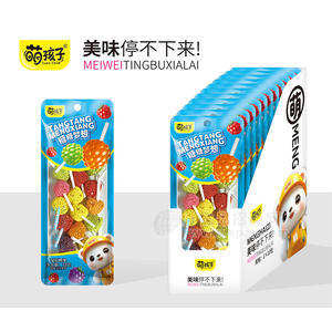 萌孩子树莓形棒糖凝胶糖果休闲零食厂家招商33g