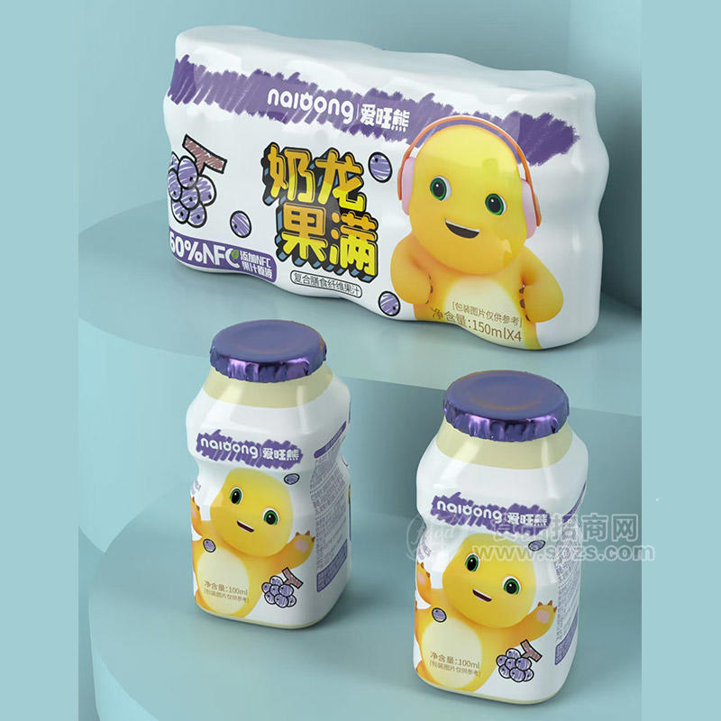愛旺熊葡萄味奶龍果滿復(fù)合膳食纖維果汁飲料飲品150ml