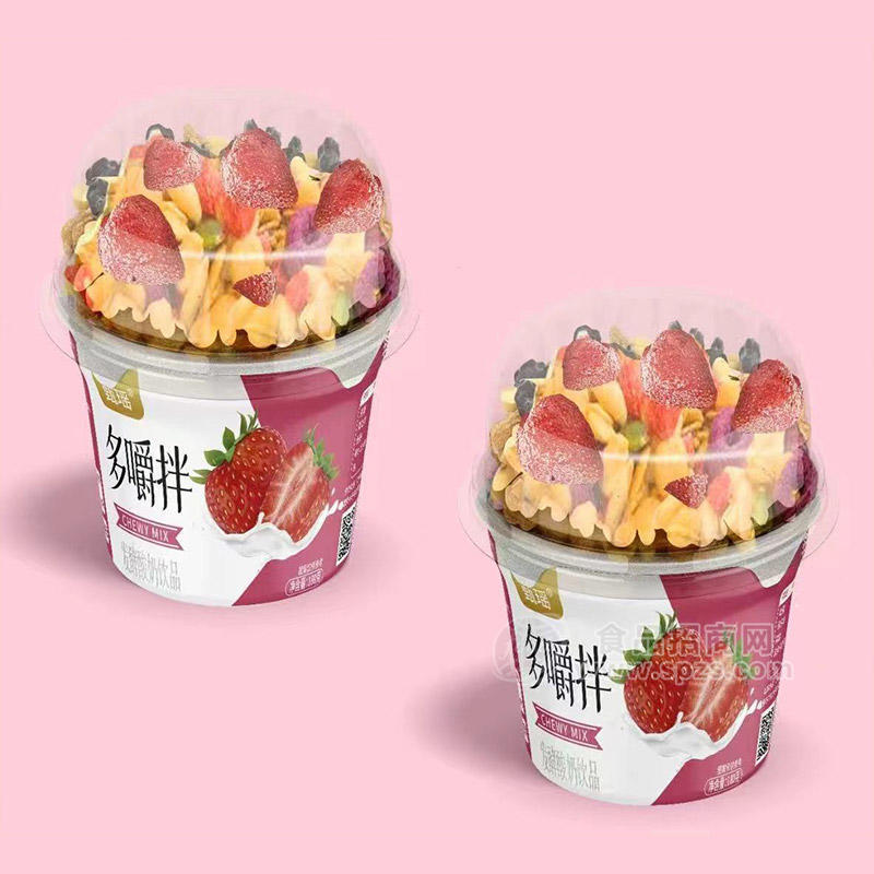 甄瑶多嚼拌草莓发酵酸奶饮品饮料招商杯装