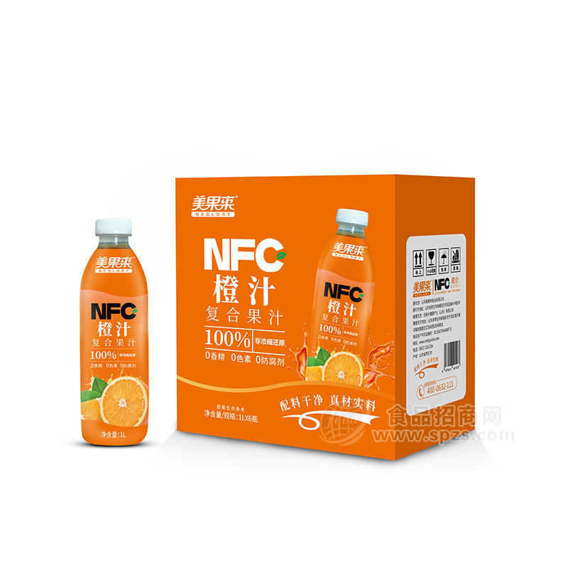 美果来橙汁NFC饮品复合果汁饮料招商1L