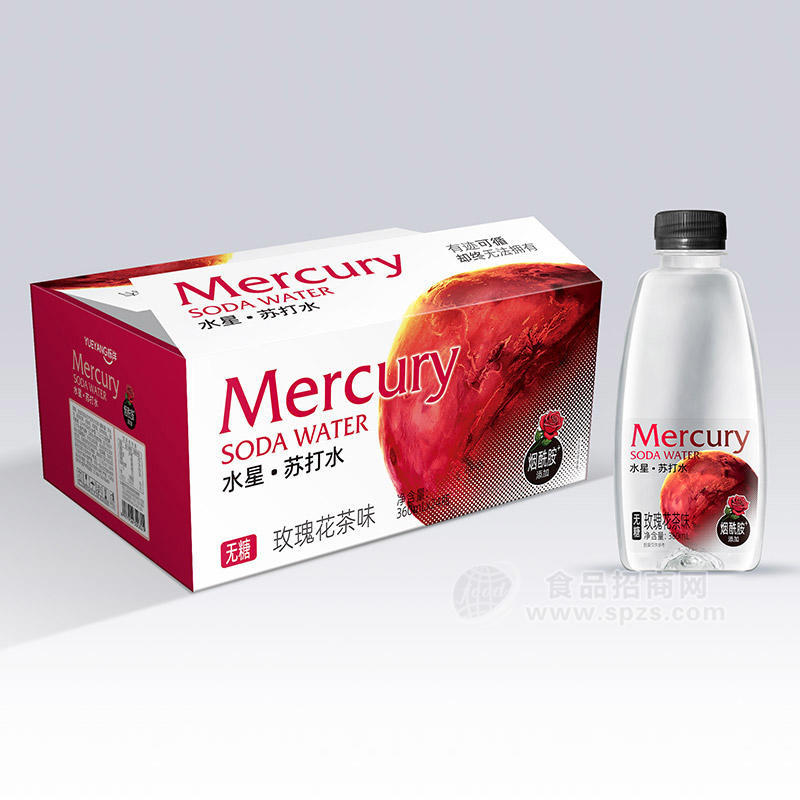 栎洋水星苏打水玫瑰花茶味无糖饮料饮品招商360ml