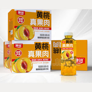 澳进黄桃真果肉复合果汁饮料箱装招商500ml×15瓶