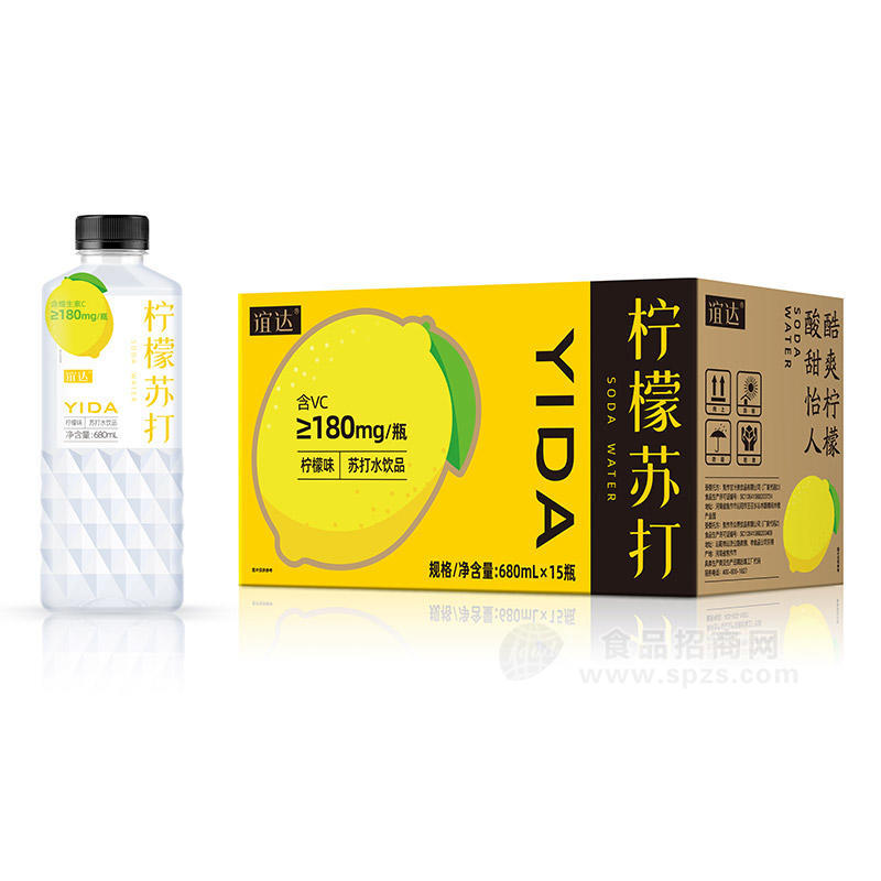 誼達(dá)檸檬蘇打水檸檬味飲品飲料廠家招商680ml×15