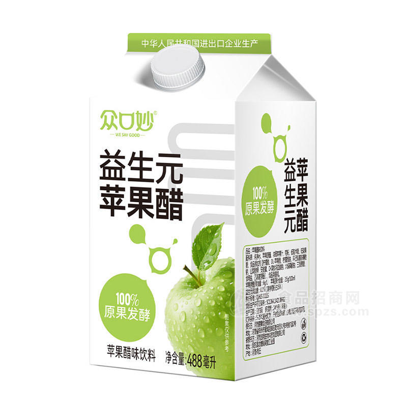 众口妙益生元苹果醋味饮料488ml