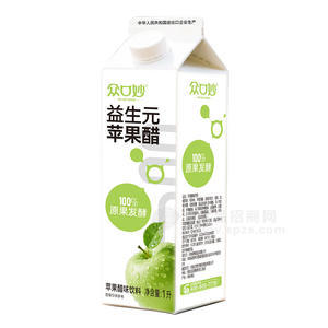 众口妙益生元苹果醋味饮料1L