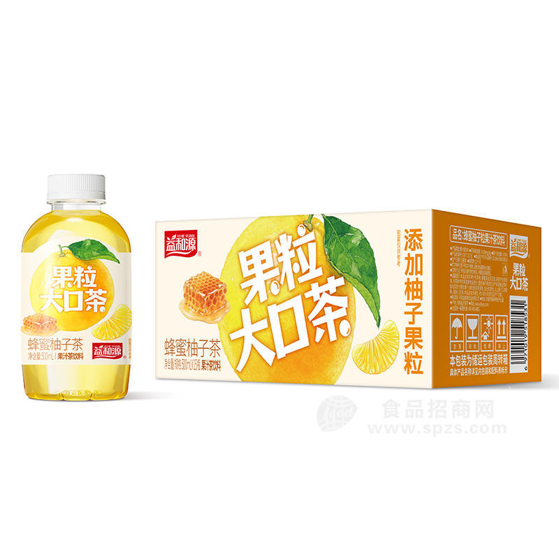益和源果粒大口茶蜂蜜柚子果汁茶饮料500ml