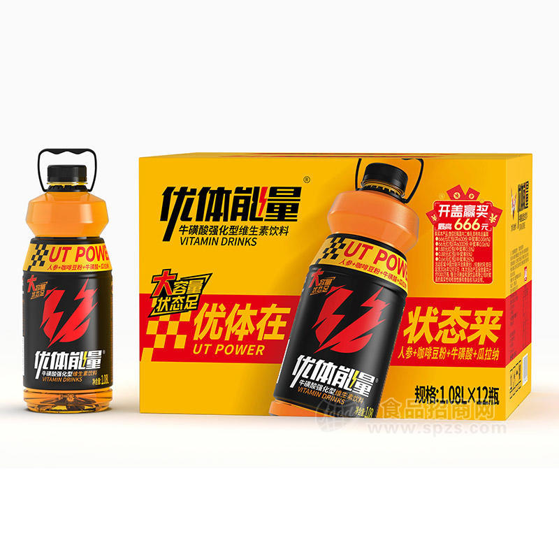 优体能量牛磺酸强化型维生素饮料1.08LX12瓶