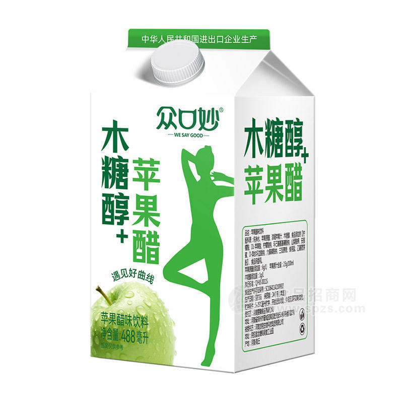众口妙木糖醇苹果醋味饮料488ml
