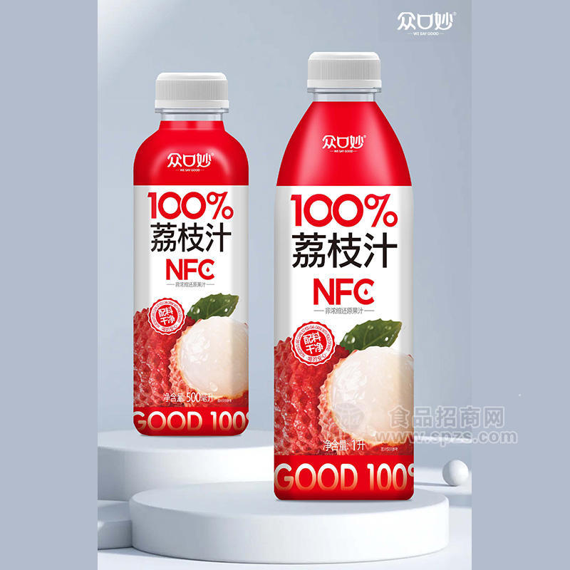 众口妙100荔枝汁NFC饮料1L