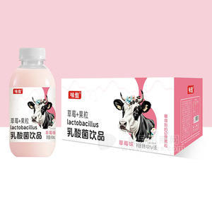 味傲草莓+果粒乳酸菌饮品450mlx15瓶