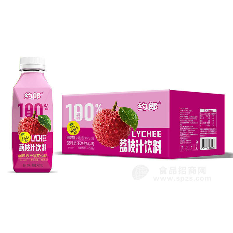 约郎荔枝汁饮料果汁饮料420mlx15瓶