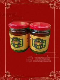 吕老头牛肉酱，产地济南，瓶装200克，五香，麻辣，辣。