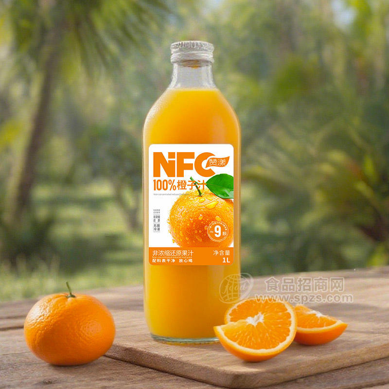 赞漾100%橙子汁果汁饮料1L