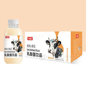 味傲黄桃+果粒乳酸菌饮品450mlx15瓶