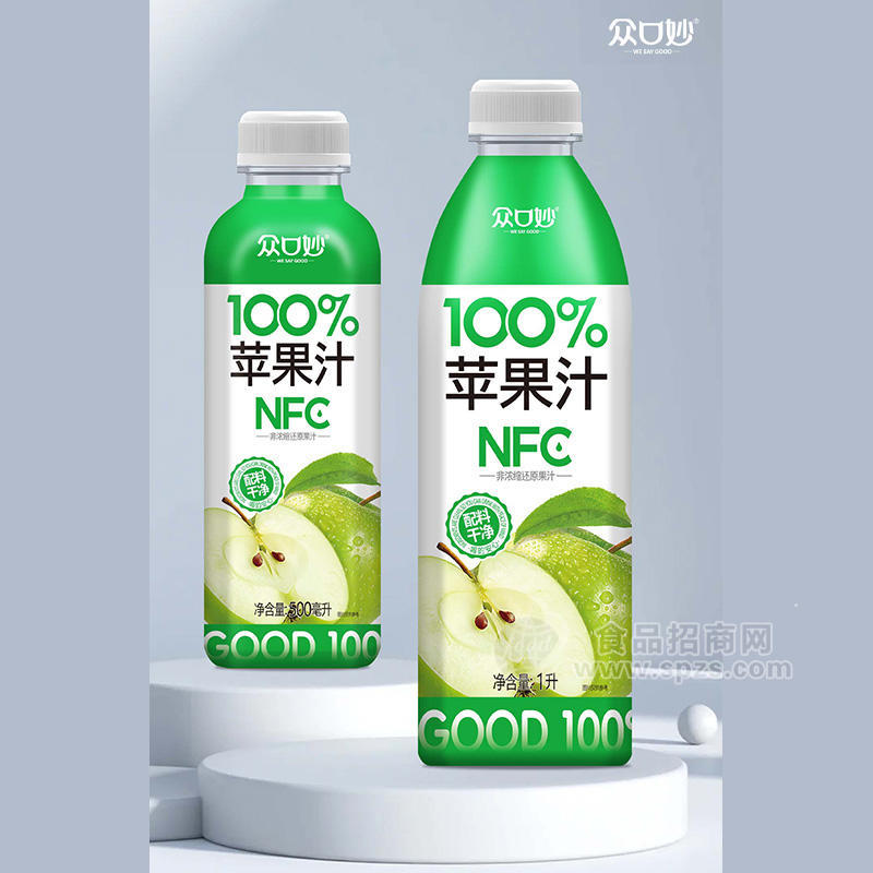 众口妙100苹果汁NFC饮料1L