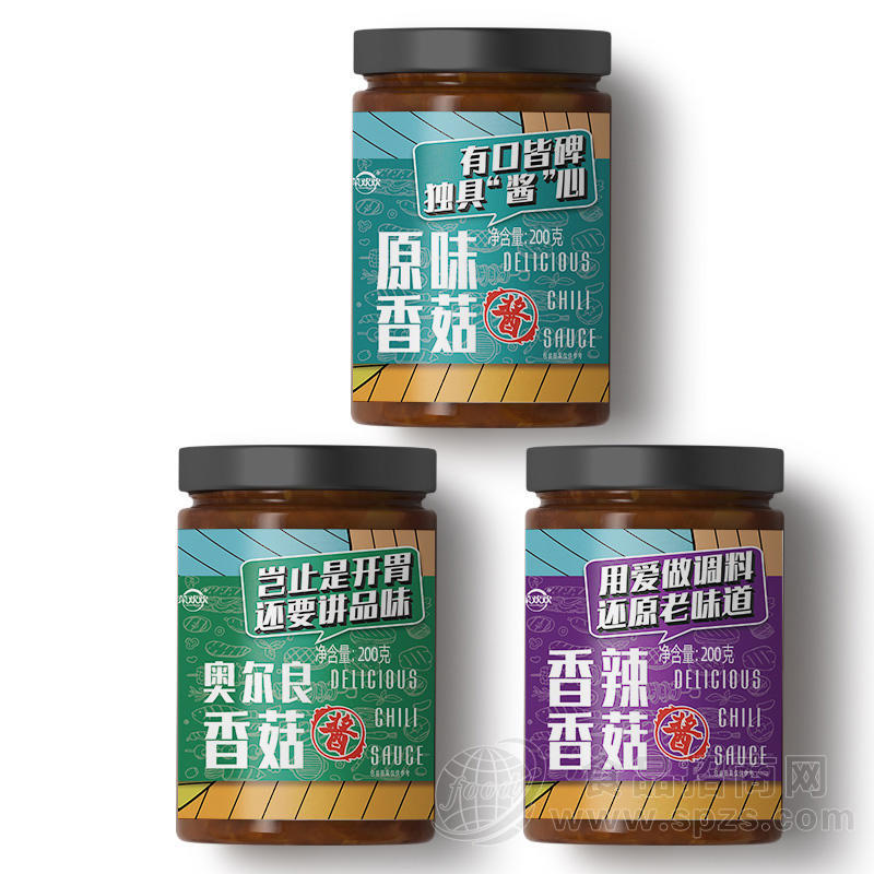 菜欢欢三种口味香菇酱调味酱200g