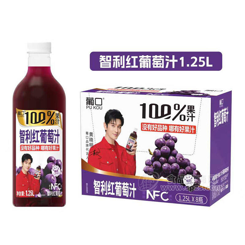 葡口智利红葡萄汁果汁饮料1.25LX8瓶