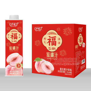 中博蜜桃汁复合果汁饮料1.5LX6瓶