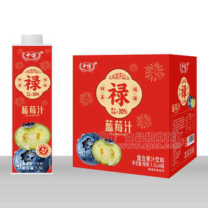 中博蓝莓汁复合果汁饮料1.5LX6瓶