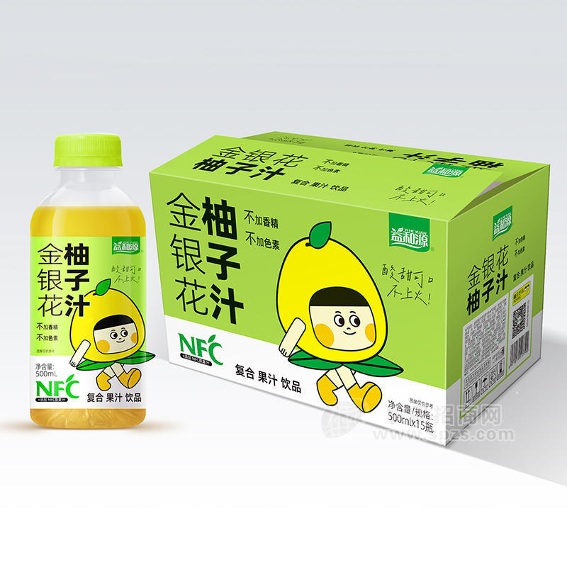 益和源NFC系列金银花柚子汁500ml果汁饮料