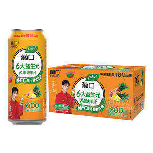 葡口益生元果粒菠萝汁饮料果汁饮料490mlx15罐