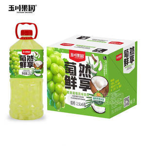 玉川果园椰果葡萄风味饮料2.5Lx6瓶