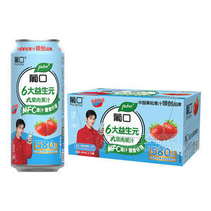 葡口益生元果粒草莓汁饮料果汁饮料490mlx15罐