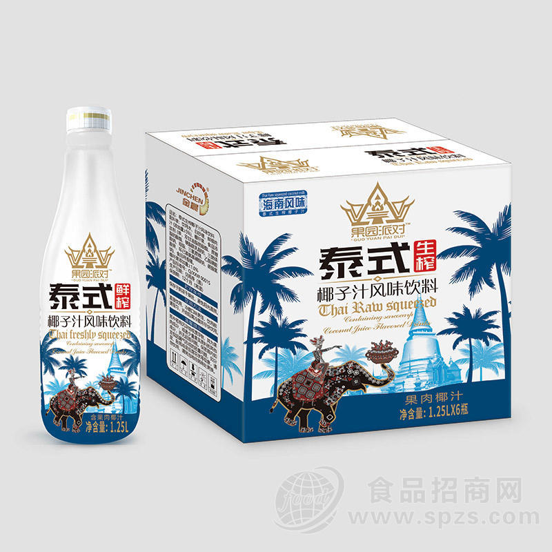 金晨泰式生榨椰子汁风味饮料1.25LX6瓶