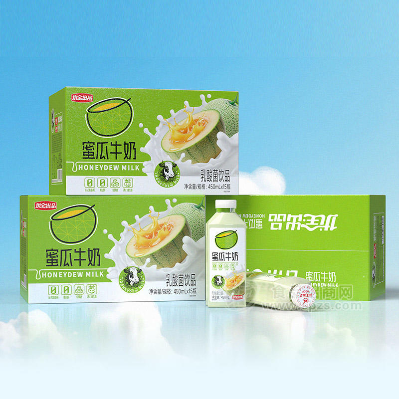 优全出品蜜瓜牛奶乳酸菌饮品乳饮料450mlx15瓶