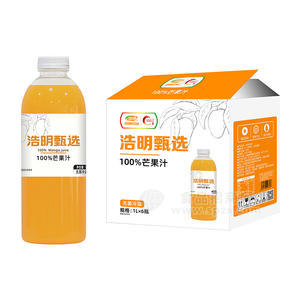 浩明饮品无菌冷灌100%芒果汁饮料1LX6瓶