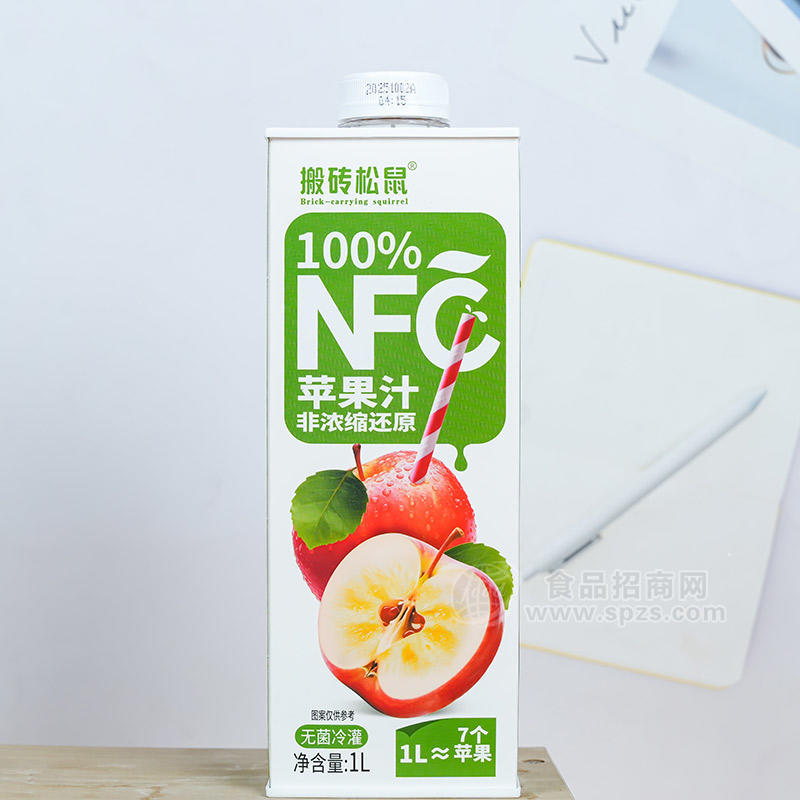 搬砖松鼠100%NFC苹果汁饮料1L招商
