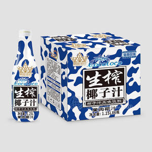 果园派对生榨椰子汁风味饮料果肉椰汁1.25LX6瓶