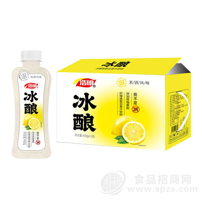 浩明冰酿柠檬味米酒风味饮料450gx12瓶