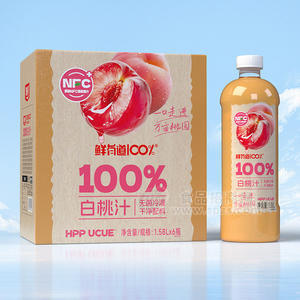 鲜有道100%白桃汁果汁饮料1.58LX6瓶