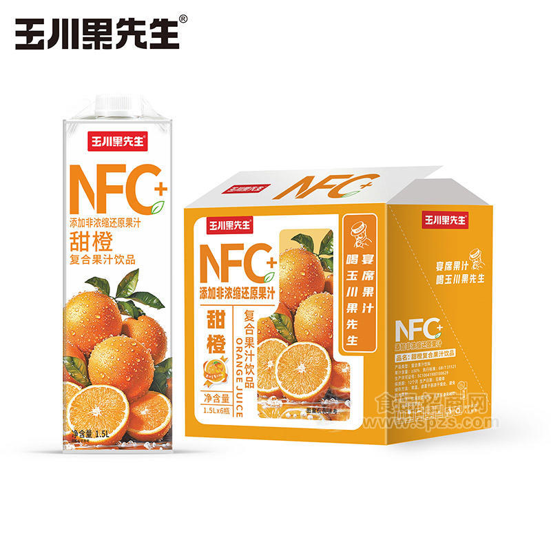 玉川果先生NFC甜橙复合果汁饮料1.5LX6瓶