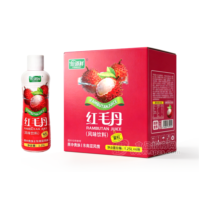 怡道鲜红毛丹风味饮料1.25LX6瓶