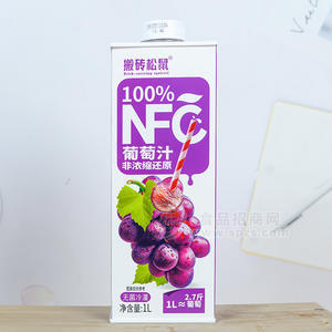 搬砖松鼠100%NFC葡萄汁果汁饮料1L招商